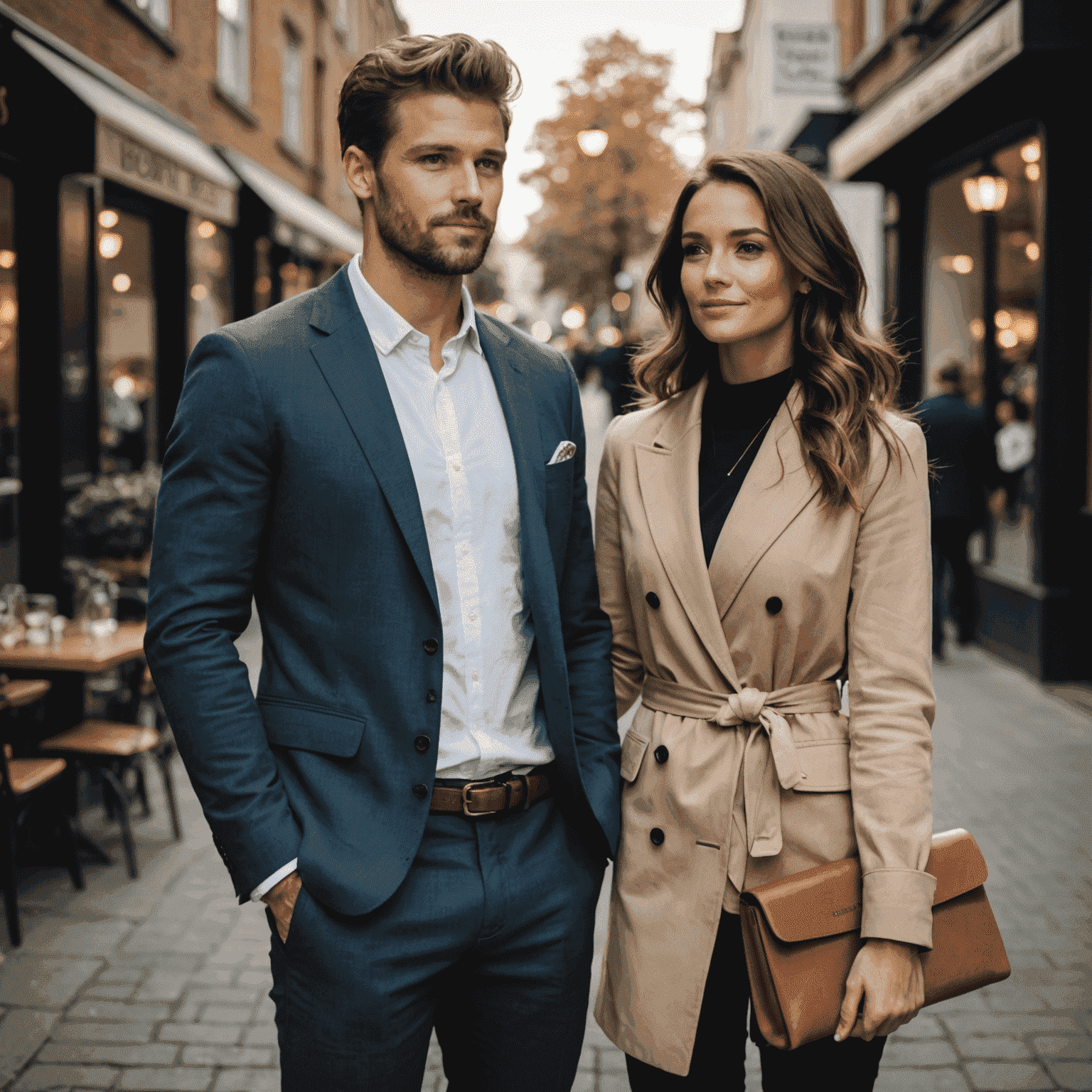 Attractive couple dressed fashionably for their first date